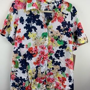 NWT Alfred Dunner Floral Button Up Blouse